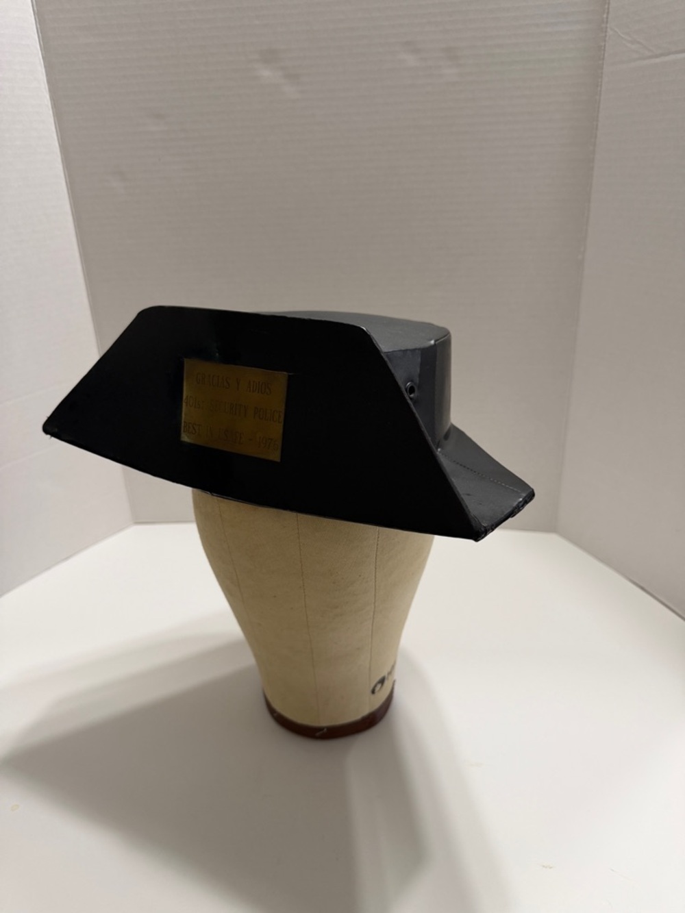 Black Vintage 1976 Spanish Civil Guard Tricorn Style Hat